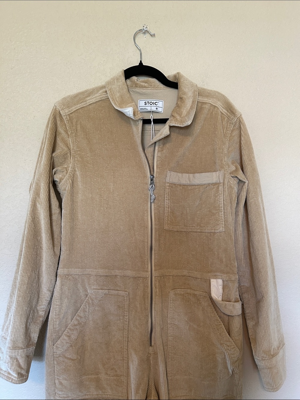Stoic Wide Leg Corduroy Jumpsuit Coveralls Tan Beige Small - Picture 10 of 15
